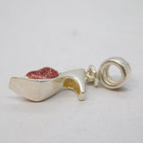 Sterling Silver & Guilloche Enamel Set High-Heeled Shoe Charm Vintage
