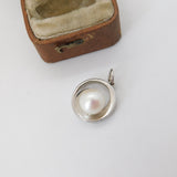 Sterling Silver Pearl Drop Charm Pendant Vintage c1970