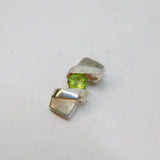Sterling Silver  Peridot Set Angled Drop Charm Pendant Vintage c1970