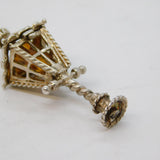 Sterling Silver Glass Set Lamp Post Charm Pendant Vintage c1970s