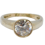 Sterling Silver Cubic Zirconia Solitaire Dress Ring Vintage c1970 Size M