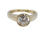Sterling Silver Cubic Zirconia Solitaire Dress Ring Vintage c1970 Size M
