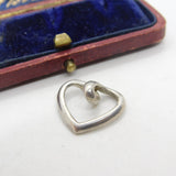 Sterling Silver Heart Outline Charm Pendant Vintage c1970