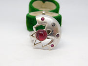 Studio Jewellery Sterling Silver Ruby Set Statement Ring Vintage Birmingham