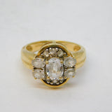 9ct Yellow Gold White Sapphire Set Cluster Ring Vintage 2007 Birmingham