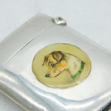 Victorian Sterling Silver & Enamel Jack Russell Terrier Vesta Case Antique