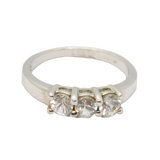 Sterling Silver  White Sapphire Three Stone Dress Ring Vintage c1990 Size R 1/2