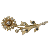 Scandinavian .830 Silver & Paste Set Floral Brooch Pin Antique c1930 Art Deco