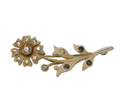 Scandinavian .830 Silver & Paste Set Floral Brooch Pin Antique c1930 Art Deco