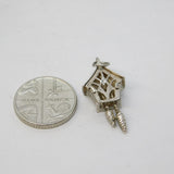 Sterling Silver Cuckoo Clock Charm Pendant Vintage c1970