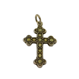 Sterling Silver Marcasite Trefoil Cross Art Deco Charm Pendant Antique c1930s