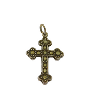 Sterling Silver Marcasite Trefoil Cross Art Deco Charm Pendant Antique c1930s