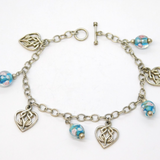 Sterling Silver Cable Link Murano Glass Charm Bracelet Vintage c1980