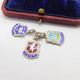 Sterling Silver + Enamel Travel Shield Kent, Weywood, Oxford Charm c1970