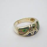 Sterling Silver Natural Shell Patterned Studio Ring Vintage c1990 Size Q 1/2