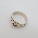 Sterling Silver Mackintosh Style Amethyst Dress Ring Modern 1998 Size P 1/2