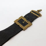 Victorian Gitl Metal & Black Fabric Sewing Chatelaine Clip Antique c1880