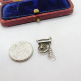 Sterling Silver Spinning Wheel Charm Pendant Vintage c1970