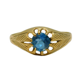 9ct Yellow Gold & Blue Topaz Set Solitaire Ring Antique 1928 Birmingham