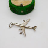Sterling Silver Large Aeroplane Charm Pendant Vintage c1970
