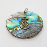 Sterling Silver Large Abalone Hope & Charity Charm Pendant Vintage c1970s