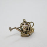 Sterling Silver CHIM Watering Can With Flower Charm Pendant Vintage c1970s