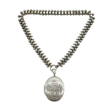 Victorian Aesthetic Sterling Silver Sweetheart Locket & Collar Necklace Antique