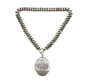 Victorian Aesthetic Sterling Silver Sweetheart Locket & Collar Necklace Antique