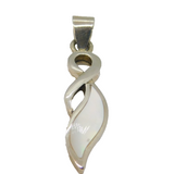 Sterling Silver Mother Of Pearl Swirl Design Drop Pendant Contemporary c2000
