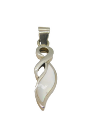 Sterling Silver Mother Of Pearl Swirl Design Drop Pendant Contemporary c2000