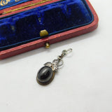 Sterling Silver & Black Onyx Floral Charm Drop Pendant Vintage c1970