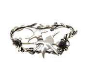 Sterling Silver Floral Pattern Seagull Brooch Pin Vintage c1970