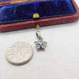 Sterling Silver Blue Topaz Flower Charm Pendant Vintage c1970