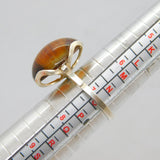 Sterling Silver Banded Amber Style Resin Studio Dress Ring Vintage c1970 Size O