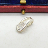 Sterling Silver Glass Paste Drop Charm Pendant Vintage c1970