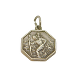 Sterling Silver Octagonal St Christopher Travel Charm Pendant Vintage c1970s