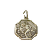 Sterling Silver Octagonal St Christopher Travel Charm Pendant Vintage c1970s