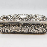 Edwardian Sterling Silver Bird & Folate Pattern Jewellery Box Antique Birmingham