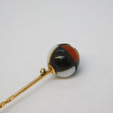 Scottish Victorian 12ct Gold, Agate, Bloodstone Set Ball Stick Pin Antique