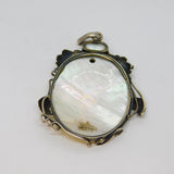 Sterling Silver Natural Shell Slice & Pearl Studio Style Pendant Vintage c1970
