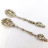 Pair of 19th Century Italian .800 Silver Face Form Teaspoons Antique c1890