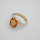 Sterling Silver Carved Shell Cameo Signet Ring Vintage 1976 London Size O