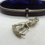 Sterling Silver Gold Miner with Pick Axe Charm Pendant Vintage c1970