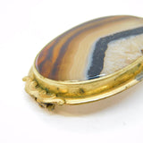 Victorian Rolled Gold Mounted Banded Agate Dress Brooch Antique c1880