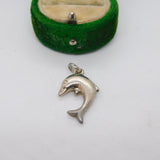 Sterling Silver Leaping Dolphin Charm Pendant Vintage c1970