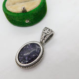 Sterling Silver Purple Quartz Drop Charm Pendant Vintage c1970