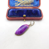 Sterling Silver and Purple Agate Charm Pendant Vintage c1970