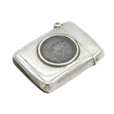 Victorian Sterling Silver Farthing Coin Set Vesta Case Antique 1900 Chester