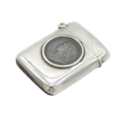 Victorian Sterling Silver Farthing Coin Set Vesta Case Antique 1900 Chester