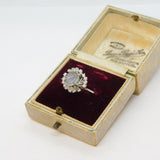 Platinum, Moonstone & 0.75ct Diamond Floral Cluster Ring Vintage Birmingham